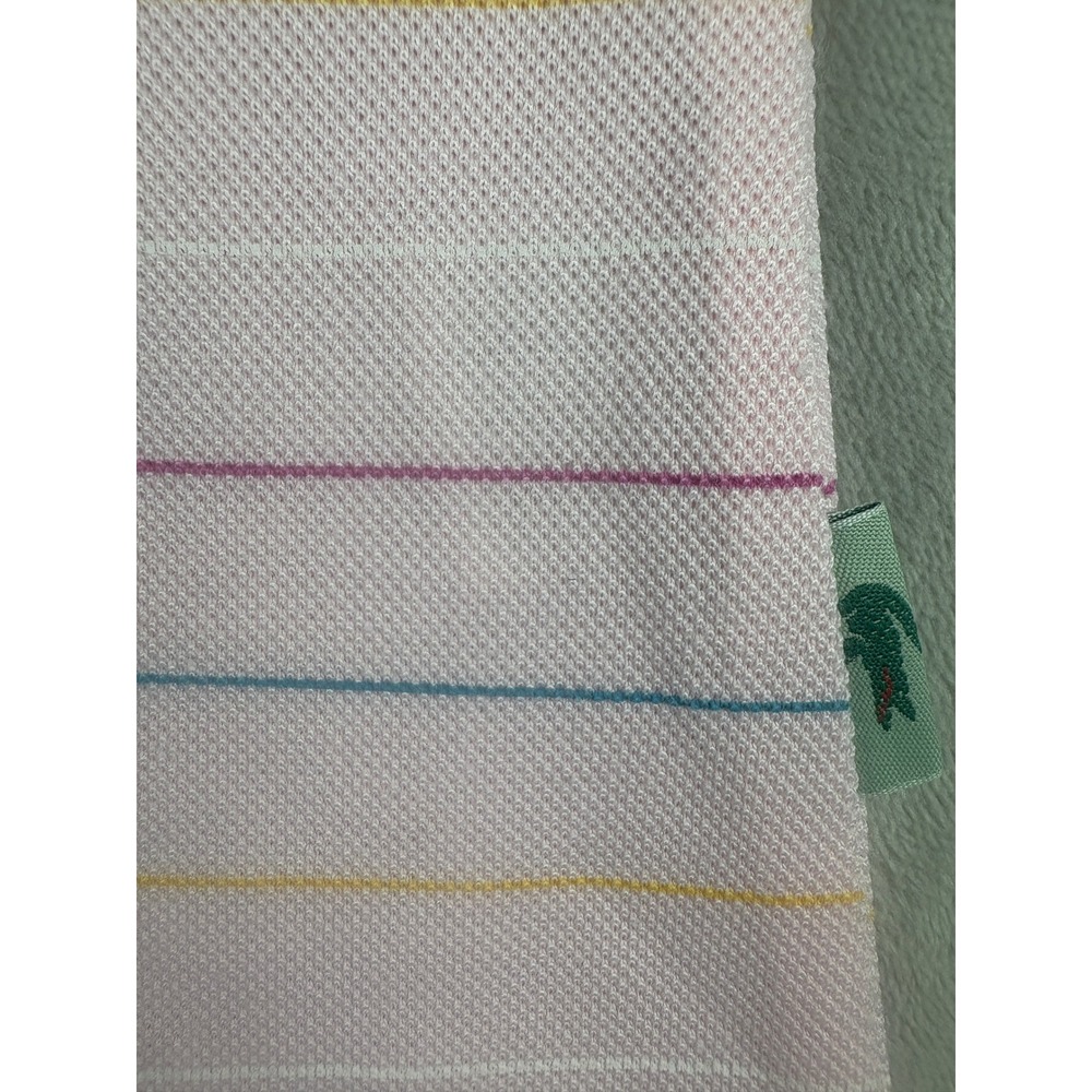 Lacoste Pink Striped Polo Top - Picture 3 of 7